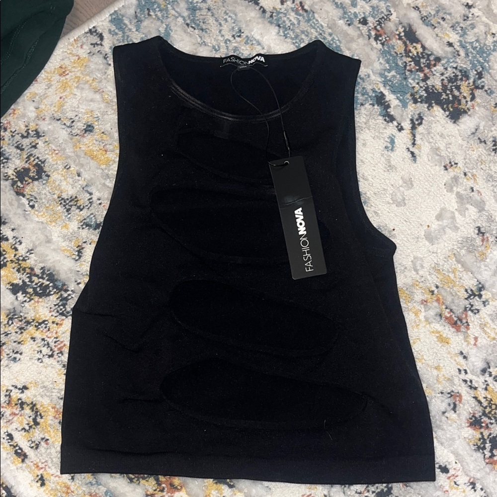 Fashion Nova Black Cut-Out Crop Top